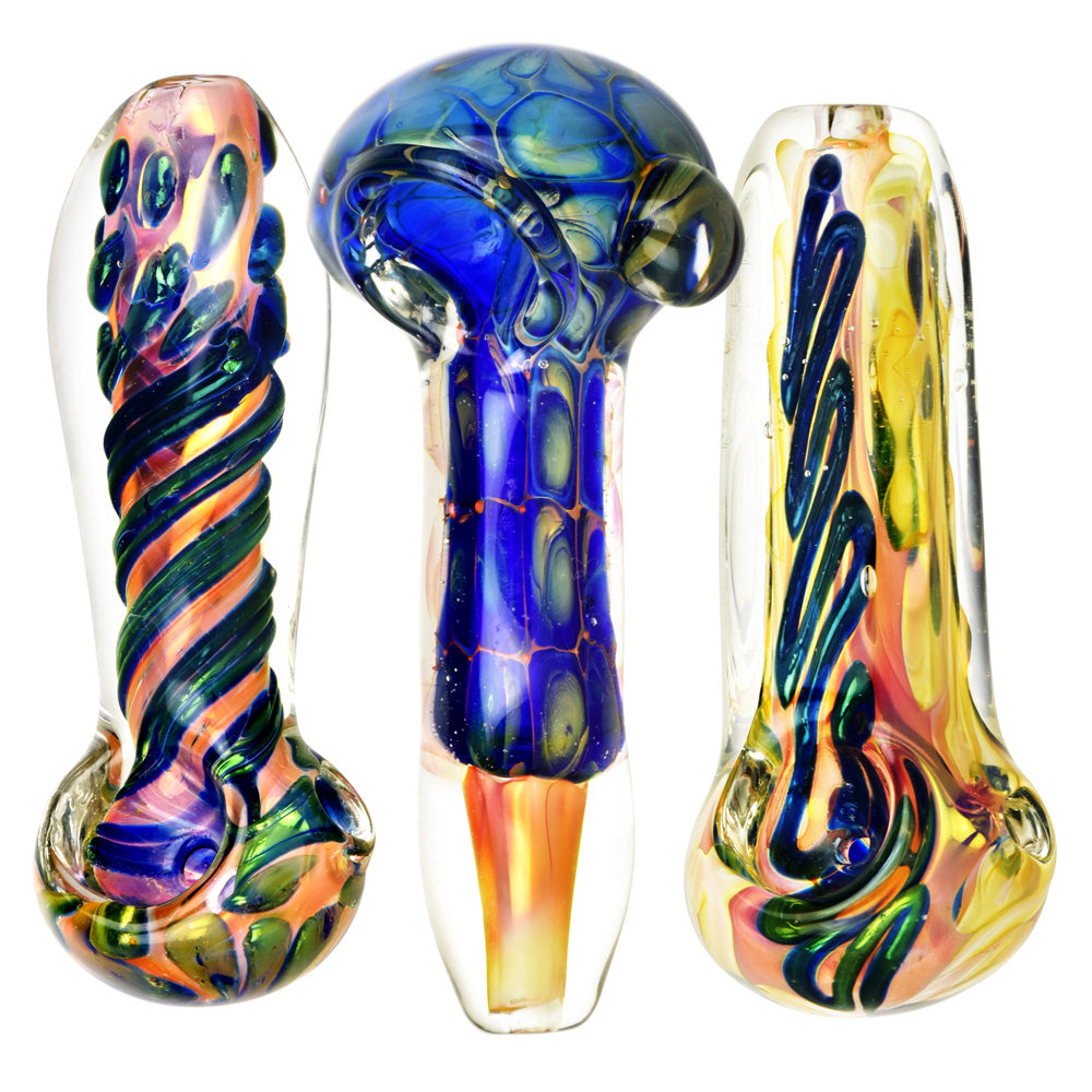 Metallic Fumed Glass Spoon Pipe 3.75"