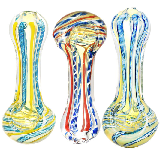 DNA Twist Glass Spoon Pipe 4"